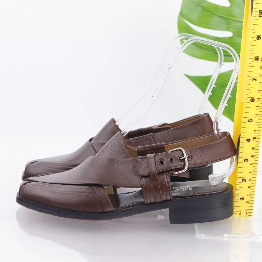 English Boot House Mens Sandals Size 9 Brown Leather Closed Toe Fisherman Shoes